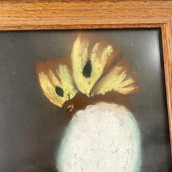 Vintage Original Chalk Pastel Drawing Bambi Deer Fawn Framed - Picture 4 of 9